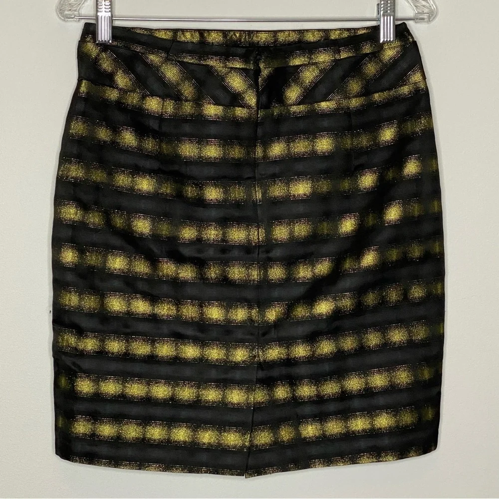 The Limited Yellow Metallic Plaid Skirt